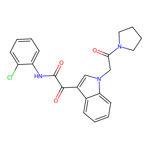 N-(2-chlorophenyl)-2-oxo-2-{1-[2-oxo-2-(pyrrolidin-1-yl)ethyl]-1H-indol-3-yl}acetamide structure