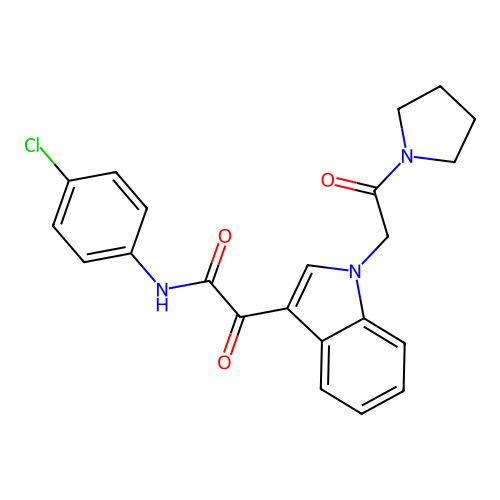 N-(4-chlorophenyl)-2-oxo-2-{1-[2-oxo-2-(pyrrolidin-1-yl)ethyl]-1H-indol-3-yl}acetamide structure