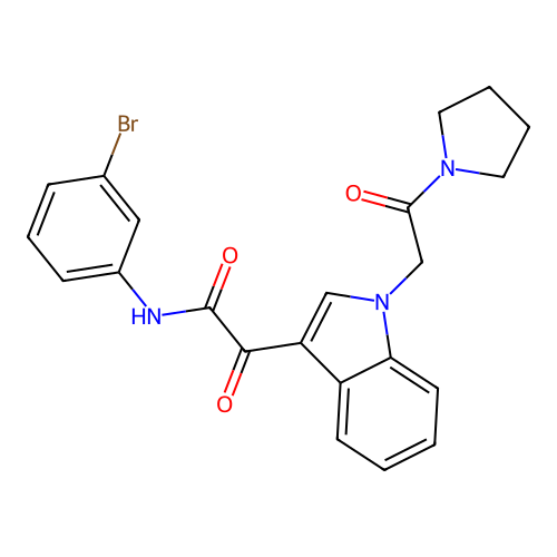 N-(3-bromophenyl)-2-oxo-2-[1-(2-oxo-2-pyrrolidin-1-ylethyl)indol-3-yl]acetamide structure