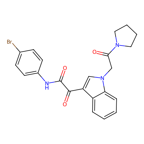N-(4-bromophenyl)-2-oxo-2-[1-(2-oxo-2-pyrrolidin-1-ylethyl)indol-3-yl]acetamide structure