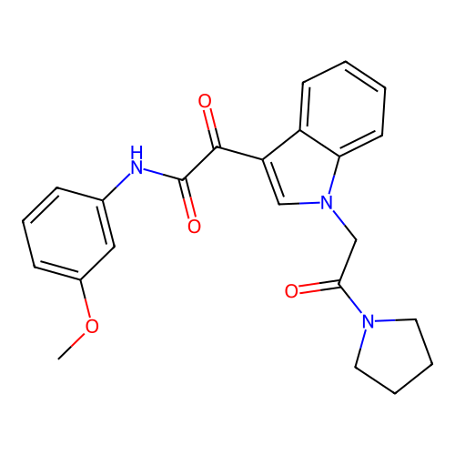 N-(3-methoxyphenyl)-2-oxo-2-{1-[2-oxo-2-(pyrrolidin-1-yl)ethyl]-1H-indol-3-yl}acetamide structure