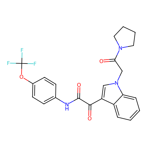 2-oxo-2-{1-[2-oxo-2-(pyrrolidin-1-yl)ethyl]-1H-indol-3-yl}-N-[4-(trifluoromethoxy)phenyl]acetamide structure