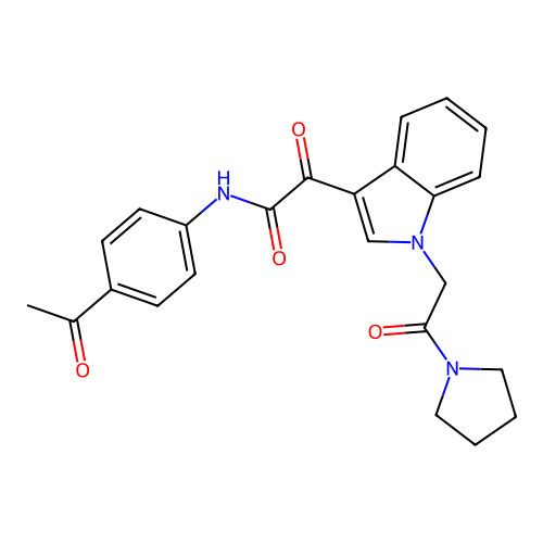 N-(4-acetylphenyl)-2-oxo-2-[1-(2-oxo-2-pyrrolidin-1-ylethyl)indol-3-yl]acetamide structure