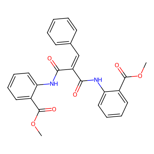 Benzoic acid, 2,2'-((1,3-dioxo-2-(phenylmethylene)-1,3-propanediyl)diiino)bis-, dimethyl ester structure