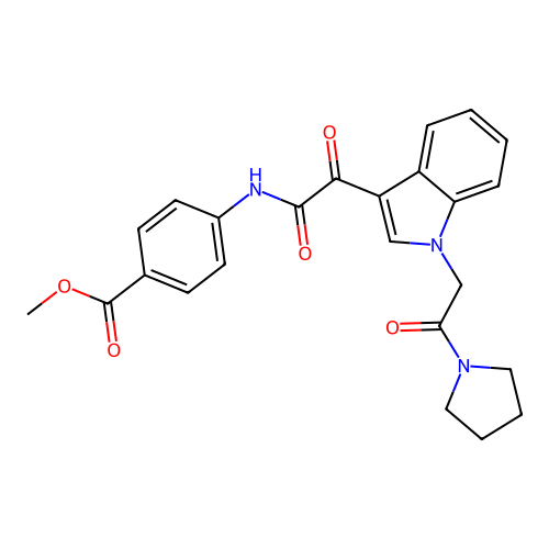 methyl 4-(2-oxo-2-{1-[2-oxo-2-(pyrrolidin-1-yl)ethyl]-1H-indol-3-yl}acetamido)benzoate structure
