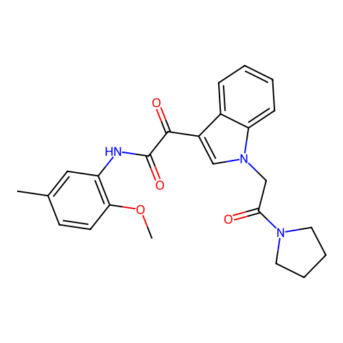 N-(2-methoxy-5-methylphenyl)-2-oxo-2-[1-(2-oxo-2-pyrrolidin-1-ylethyl)indol-3-yl]acetamide structure