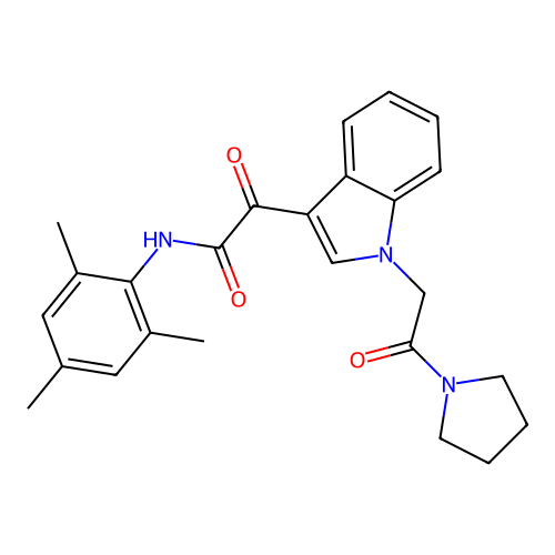 N-mesityl-2-oxo-2-(1-(2-oxo-2-(pyrrolidin-1-yl)ethyl)-1H-indol-3-yl)acetamide structure