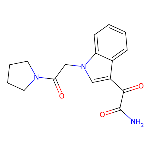 2-oxo-2-{1-[2-oxo-2-(pyrrolidin-1-yl)ethyl]-1H-indol-3-yl}acetamide structure