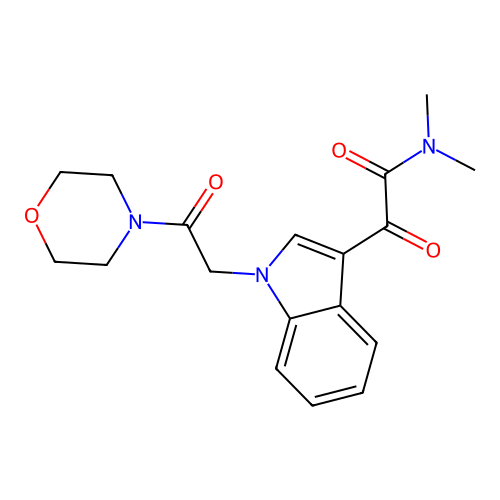 N,N-dimethyl-2-(1-(2-morpholino-2-oxoethyl)-1H-indol-3-yl)-2-oxoacetamide structure