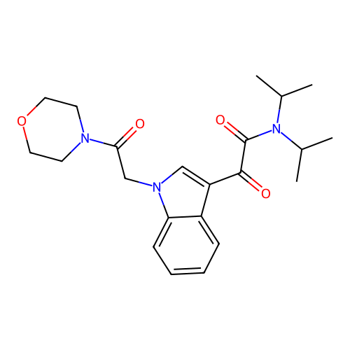 N,N-diisopropyl-2-(1-(2-morpholino-2-oxoethyl)-1H-indol-3-yl)-2-oxoacetamide structure