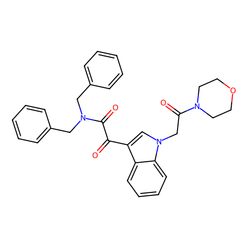 N,N-dibenzyl-2-(1-(2-morpholino-2-oxoethyl)-1H-indol-3-yl)-2-oxoacetamide structure