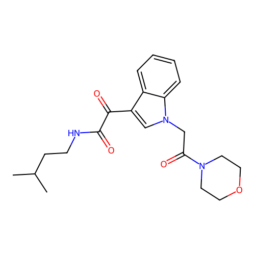 N-isopentyl-2-(1-(2-morpholino-2-oxoethyl)-1H-indol-3-yl)-2-oxoacetamide structure