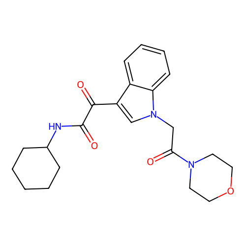 N-cyclohexyl-2-(1-(2-morpholino-2-oxoethyl)-1H-indol-3-yl)-2-oxoacetamide structure