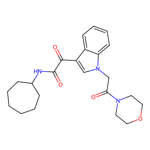 N-cycloheptyl-2-(1-(2-morpholino-2-oxoethyl)-1H-indol-3-yl)-2-oxoacetamide structure