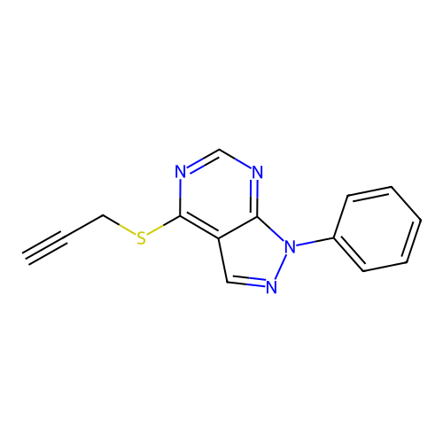 1-Phenyl-4-prop-2-ynylsulfanylpyrazolo[3,4-d]pyrimidine structure