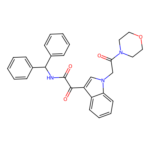 N-benzhydryl-2-(1-(2-morpholino-2-oxoethyl)-1H-indol-3-yl)-2-oxoacetamide structure