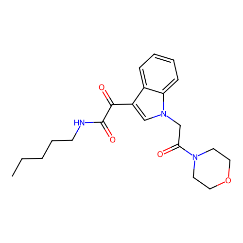 2-(1-(2-morpholino-2-oxoethyl)-1H-indol-3-yl)-2-oxo-N-pentylacetamide structure
