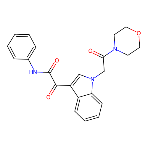 2-(1-(2-morpholino-2-oxoethyl)-1H-indol-3-yl)-2-oxo-N-phenylacetamide structure