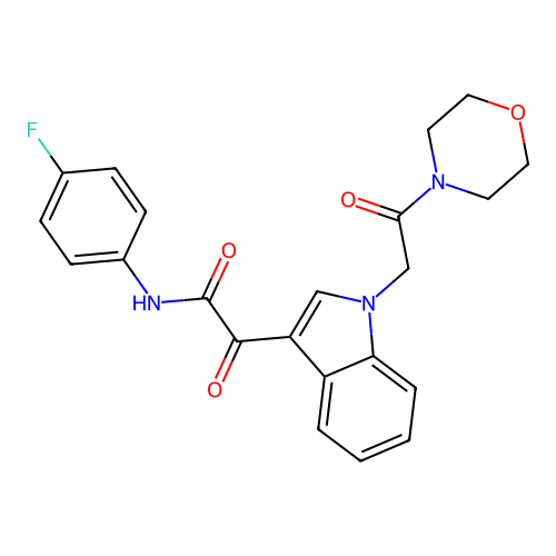 N-(4-fluorophenyl)-2-(1-(2-morpholino-2-oxoethyl)-1H-indol-3-yl)-2-oxoacetamide structure