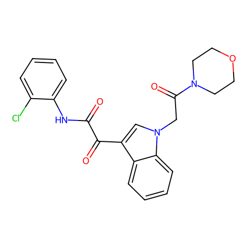 N-(2-chlorophenyl)-2-[1-(2-morpholin-4-yl-2-oxoethyl)indol-3-yl]-2-oxoacetamide structure