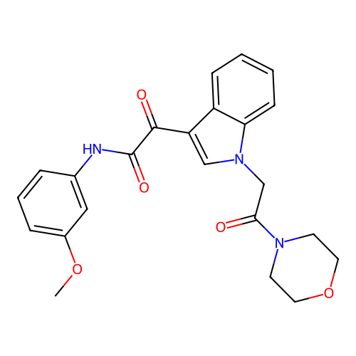 N-(3-methoxyphenyl)-2-[1-(2-morpholin-4-yl-2-oxoethyl)indol-3-yl]-2-oxoacetamide structure