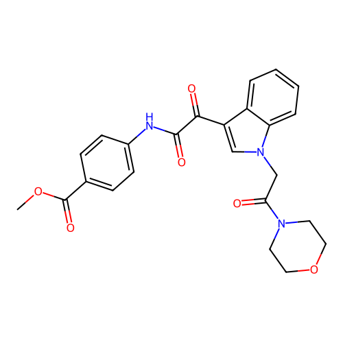 methyl 4-(2-(1-(2-morpholino-2-oxoethyl)-1H-indol-3-yl)-2-oxoacetamido)benzoate structure