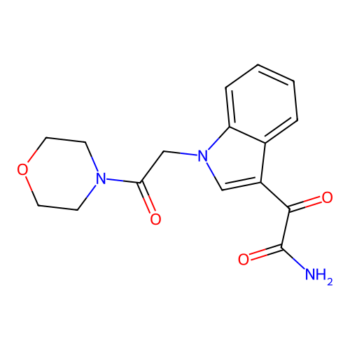 2-{1-[2-(morpholin-4-yl)-2-oxoethyl]-1H-indol-3-yl}-2-oxoacetamide structure