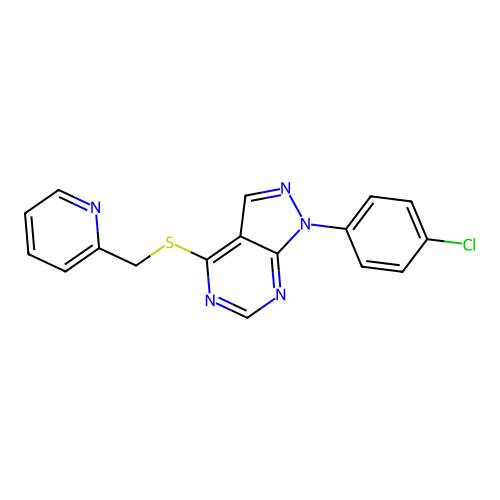 1-(4-Chlorophenyl)-4-(pyridin-2-ylmethylsulfanyl)pyrazolo[3,4-d]pyrimidine structure