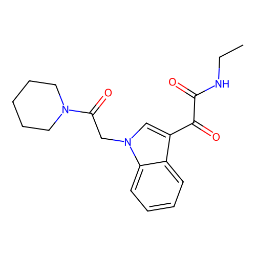 N-ethyl-2-oxo-2-[1-(2-oxo-2-piperidin-1-ylethyl)indol-3-yl]acetamide structure