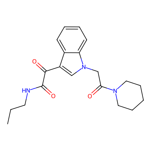 2-oxo-2-[1-(2-oxo-2-piperidin-1-ylethyl)indol-3-yl]-N-propylacetamide structure