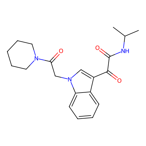 2-oxo-2-[1-(2-oxo-2-piperidin-1-ylethyl)indol-3-yl]-N-propan-2-ylacetamide structure