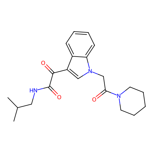 N-(2-methylpropyl)-2-oxo-2-[1-(2-oxo-2-piperidin-1-ylethyl)indol-3-yl]acetamide structure