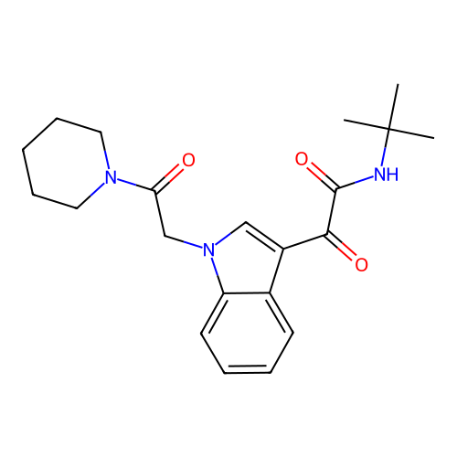 N-tert-butyl-2-oxo-2-[1-(2-oxo-2-piperidin-1-ylethyl)indol-3-yl]acetamide structure