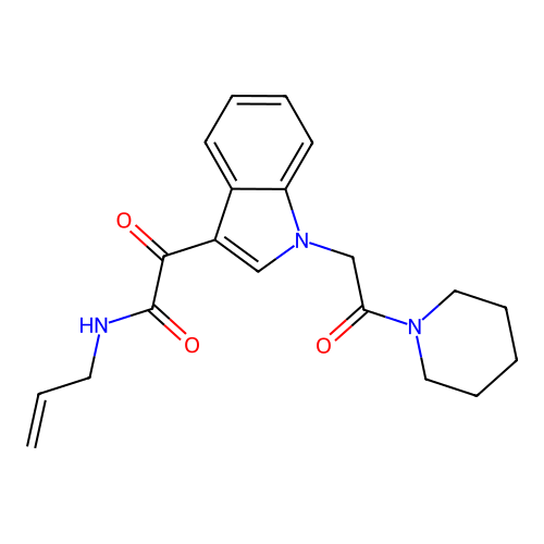 2-oxo-2-[1-(2-oxo-2-piperidin-1-ylethyl)indol-3-yl]-N-prop-2-enylacetamide structure