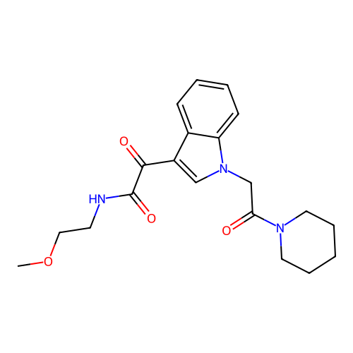 N-(2-methoxyethyl)-2-oxo-2-[1-(2-oxo-2-piperidin-1-ylethyl)indol-3-yl]acetamide structure