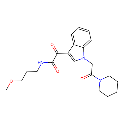 N-(3-methoxypropyl)-2-oxo-2-[1-(2-oxo-2-piperidin-1-ylethyl)indol-3-yl]acetamide structure