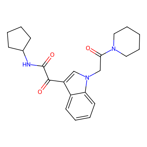 N-cyclopentyl-2-oxo-2-[1-(2-oxo-2-piperidin-1-ylethyl)indol-3-yl]acetamide structure