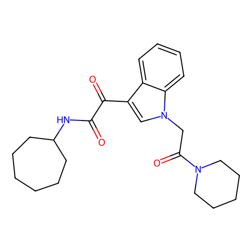 N-cycloheptyl-2-oxo-2-[1-(2-oxo-2-piperidin-1-ylethyl)indol-3-yl]acetamide structure