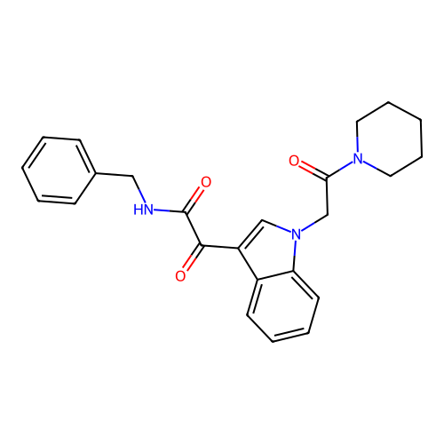N-benzyl-2-oxo-2-{1-[2-oxo-2-(piperidin-1-yl)ethyl]-1H-indol-3-yl}acetamide structure