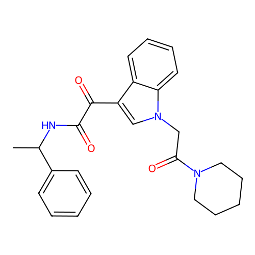 2-oxo-2-[1-(2-oxo-2-piperidin-1-ylethyl)indol-3-yl]-N-(1-phenylethyl)acetamide structure