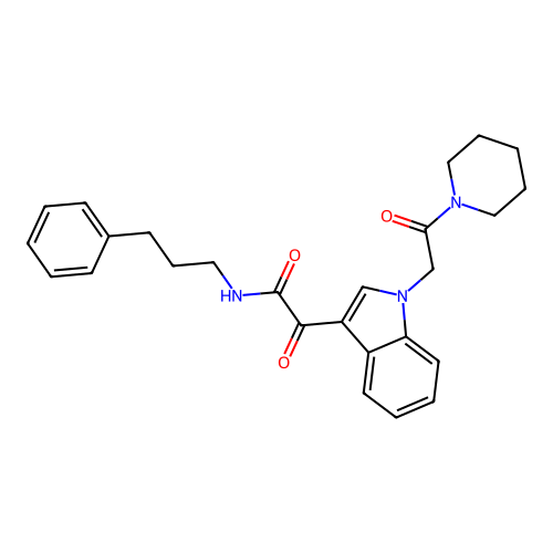 2-oxo-2-[1-(2-oxo-2-piperidin-1-ylethyl)indol-3-yl]-N-(3-phenylpropyl)acetamide structure