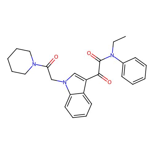 N-ethyl-2-oxo-2-[1-(2-oxo-2-piperidin-1-ylethyl)indol-3-yl]-N-phenylacetamide structure