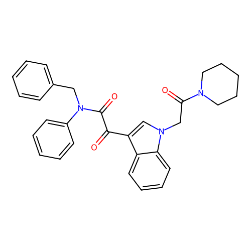 N-benzyl-2-oxo-2-[1-(2-oxo-2-piperidin-1-ylethyl)indol-3-yl]-N-phenylacetamide structure