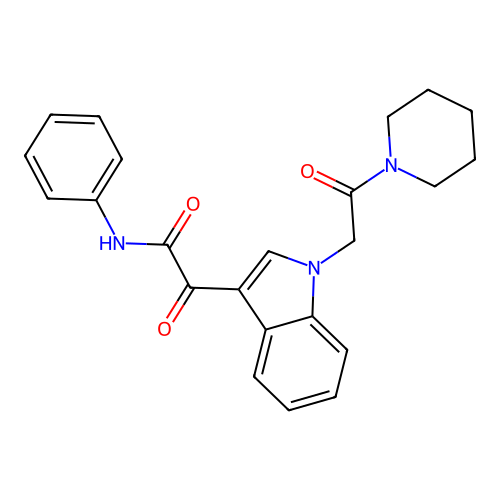 2-oxo-2-[1-(2-oxo-2-piperidin-1-ylethyl)indol-3-yl]-N-phenylacetamide structure