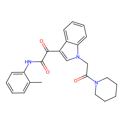 N-(2-methylphenyl)-2-oxo-2-[1-(2-oxo-2-piperidin-1-ylethyl)indol-3-yl]acetamide structure