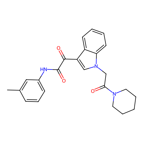 N-(3-methylphenyl)-2-oxo-2-[1-(2-oxo-2-piperidin-1-ylethyl)indol-3-yl]acetamide structure