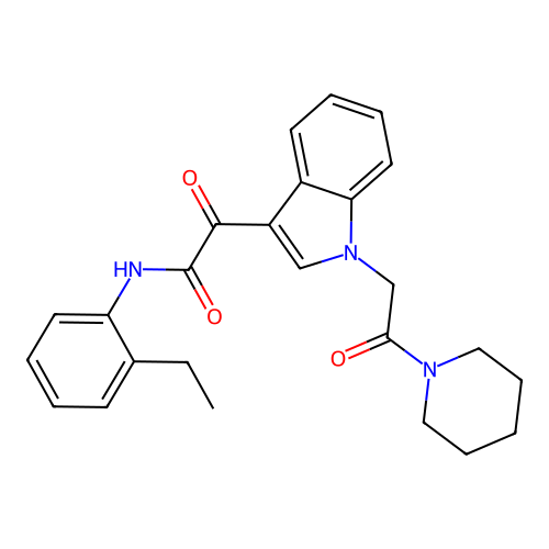 N-(2-ethylphenyl)-2-oxo-2-[1-(2-oxo-2-piperidin-1-ylethyl)indol-3-yl]acetamide structure