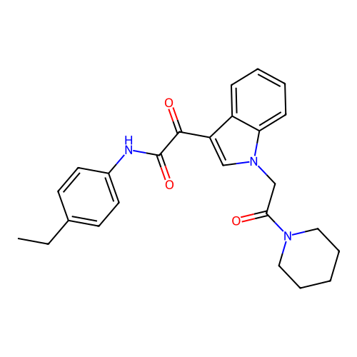 N-(4-ethylphenyl)-2-oxo-2-[1-(2-oxo-2-piperidin-1-ylethyl)indol-3-yl]acetamide structure