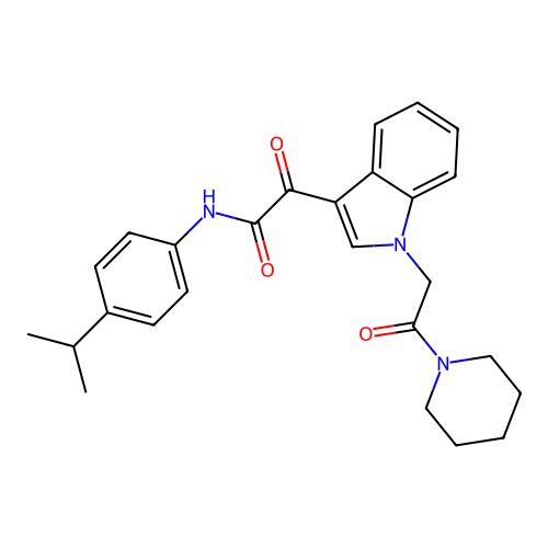 2-oxo-2-[1-(2-oxo-2-piperidin-1-ylethyl)indol-3-yl]-N-(4-propan-2-ylphenyl)acetamide structure