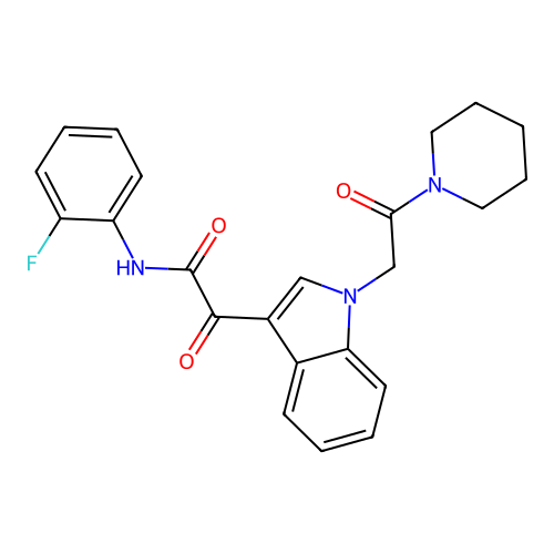 N-(2-fluorophenyl)-2-oxo-2-[1-(2-oxo-2-piperidin-1-ylethyl)indol-3-yl]acetamide structure